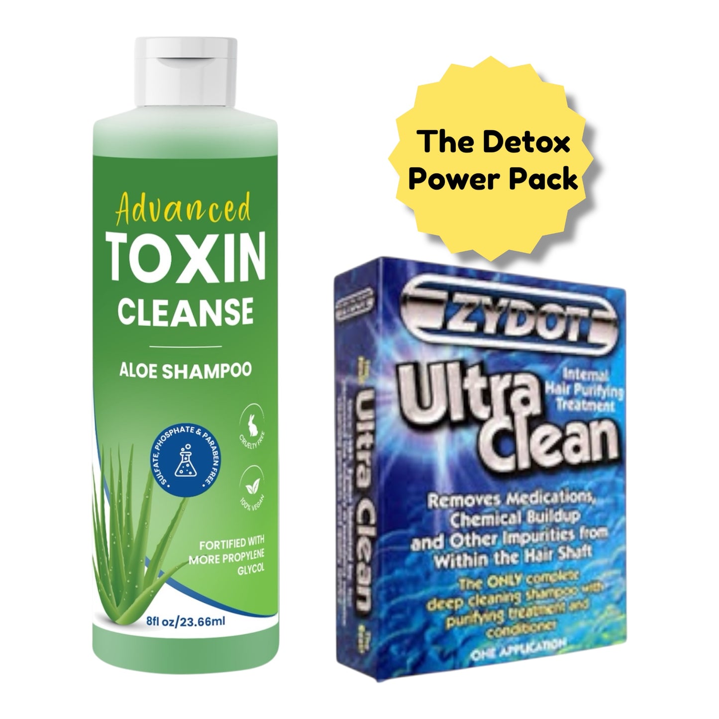 Detox Power Pack - Advanced Toxin Cleanse Shampoo 8oz Bottle + Zydot Ultra Clean