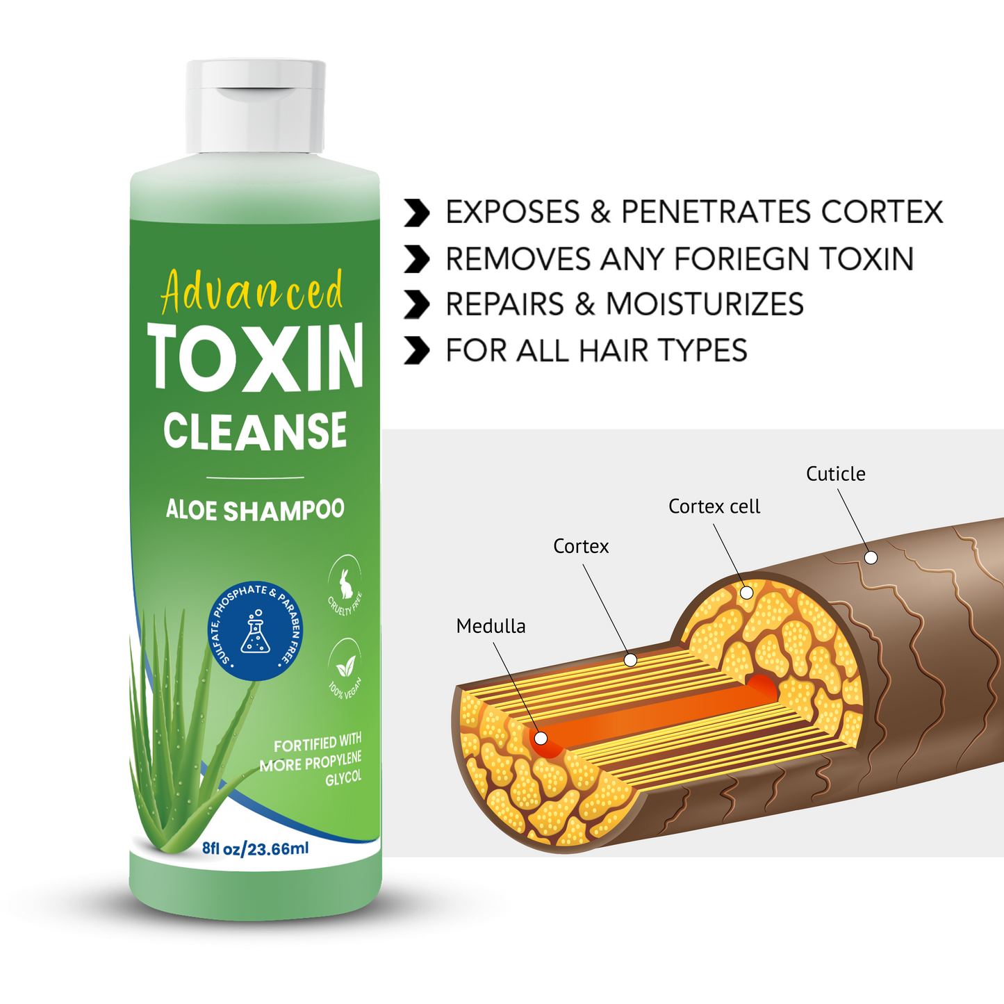 Detox Power Pack - Advanced Toxin Cleanse Shampoo 8oz Bottle + Zydot Ultra Clean